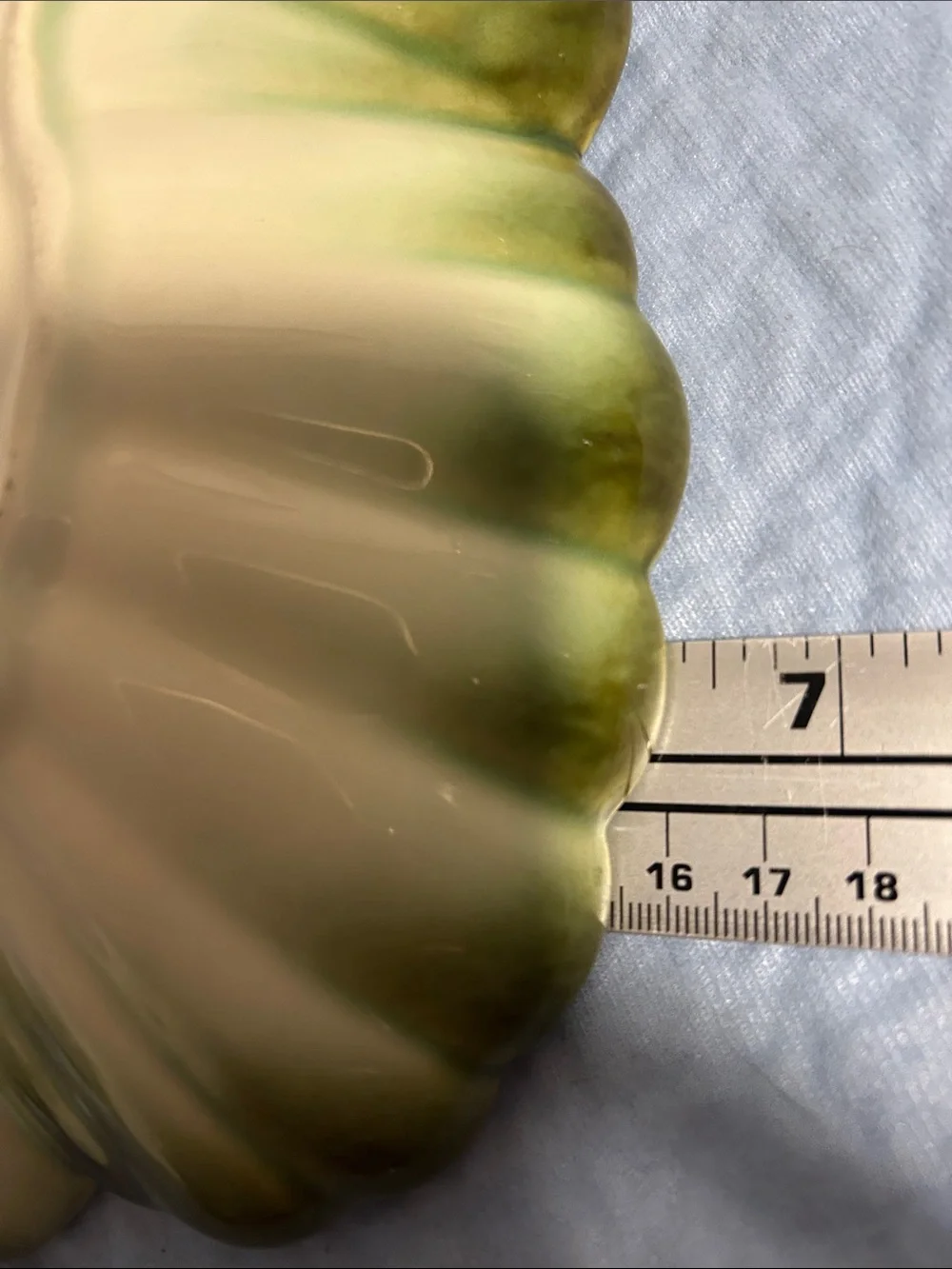 Mid-Century Modern Green/Brown Ombre Ceramic Leaf or Floral serving dish